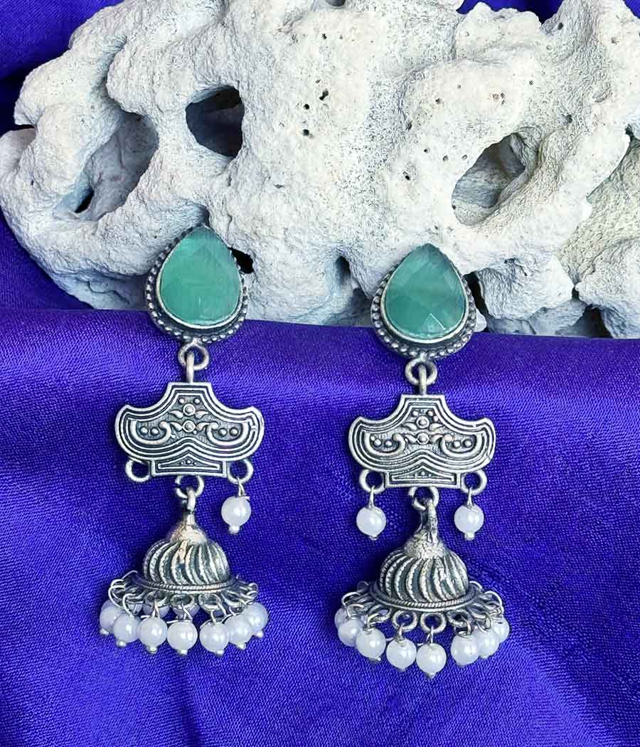 Aqua Gem Pearl Cascade Danglers