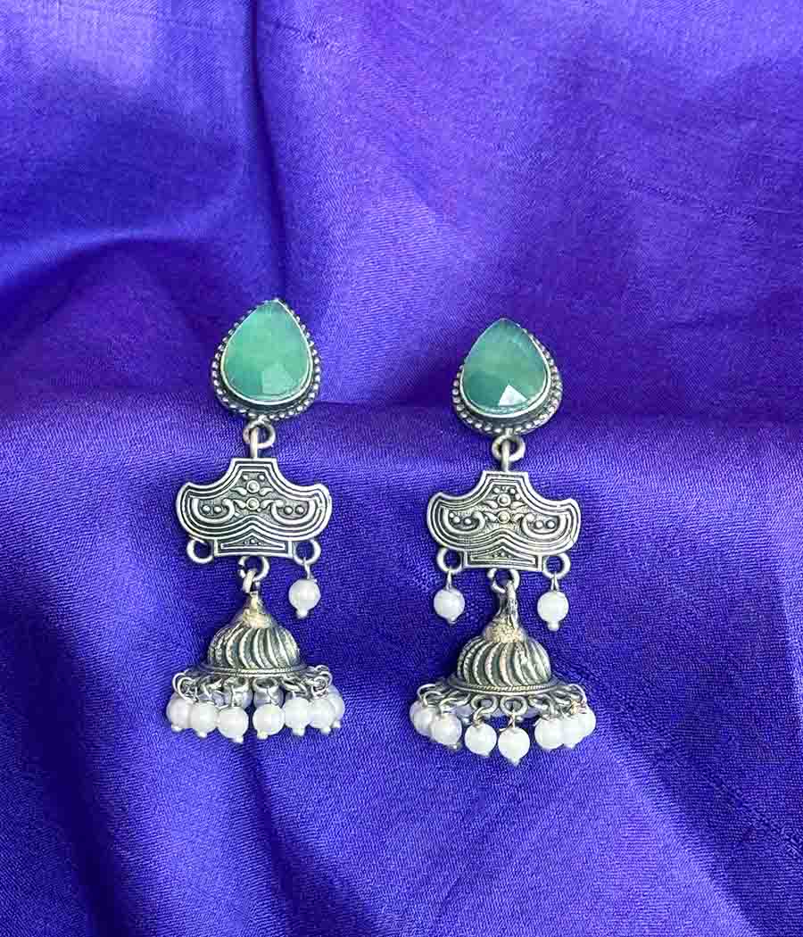 Aqua Gem Pearl Cascade Danglers