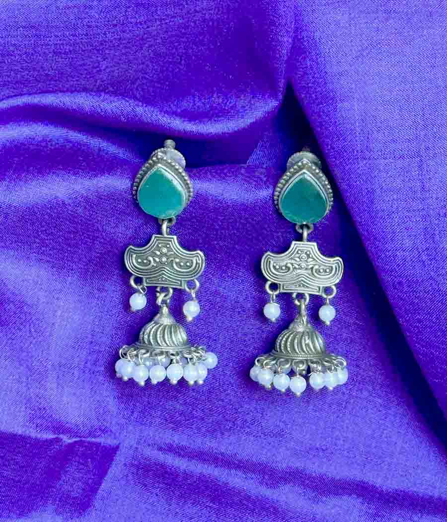 Aqua Gem Pearl Cascade Danglers