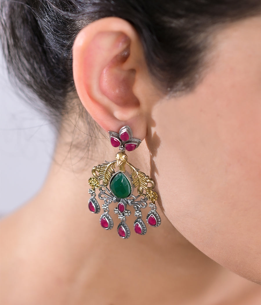 Peacock Jewel Dangle Earrings