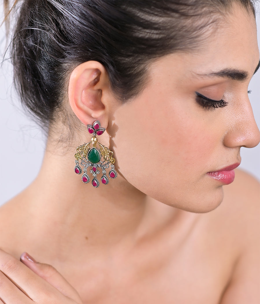 Peacock Jewel Dangle Earrings