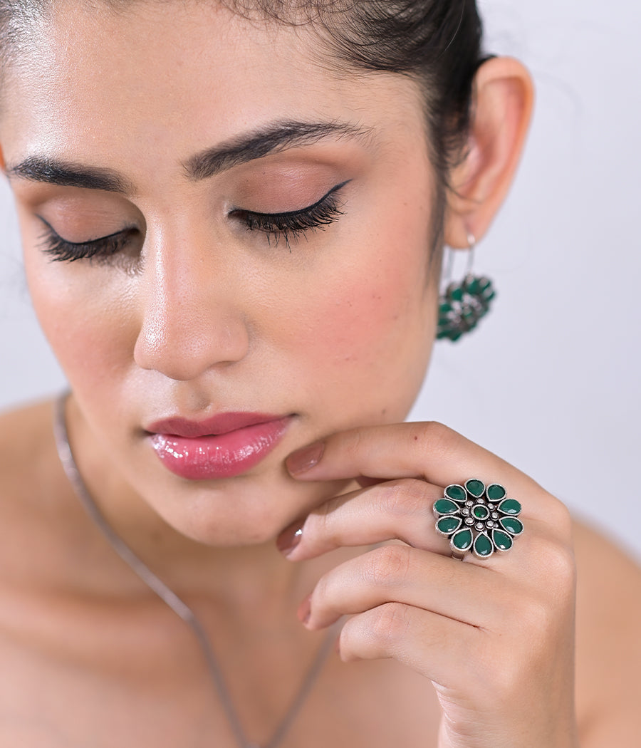 Emerald Blossom Pendant Set