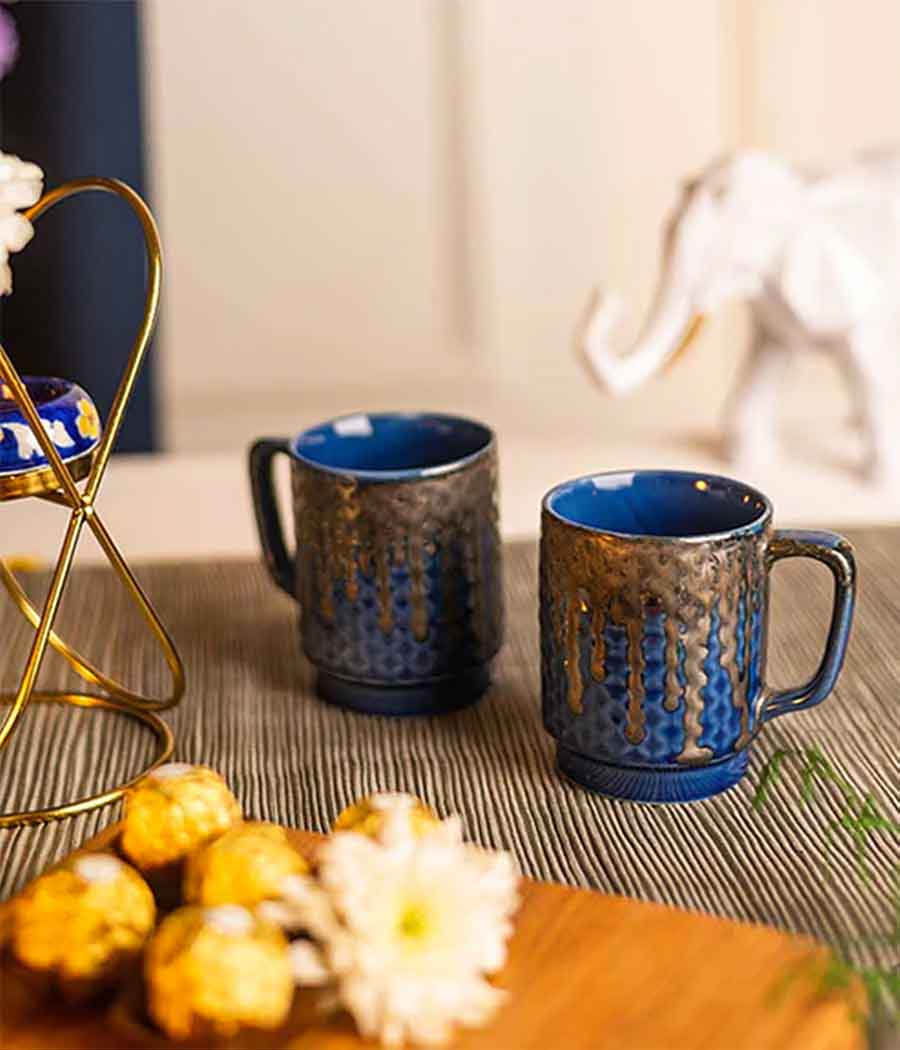 Tea for Two - Grackle Ceramic Mugs Set