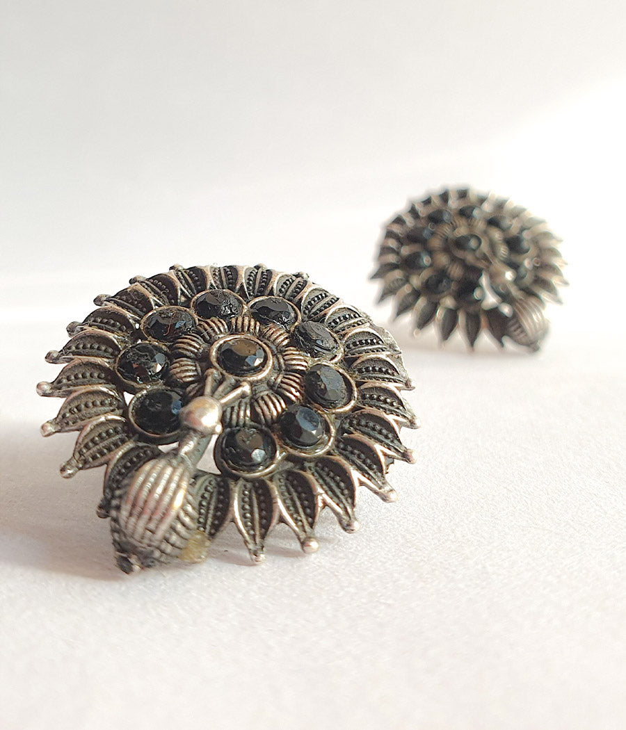 Ebony Petal Charm Studs