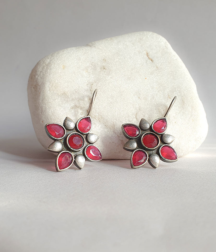 Crimson Petal Hook Earrings