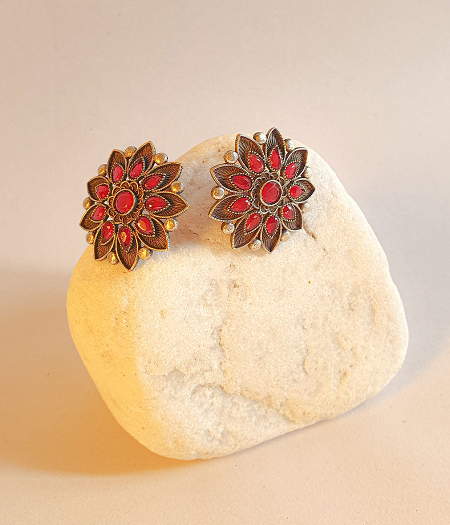 Red Blossom Blooms Studs