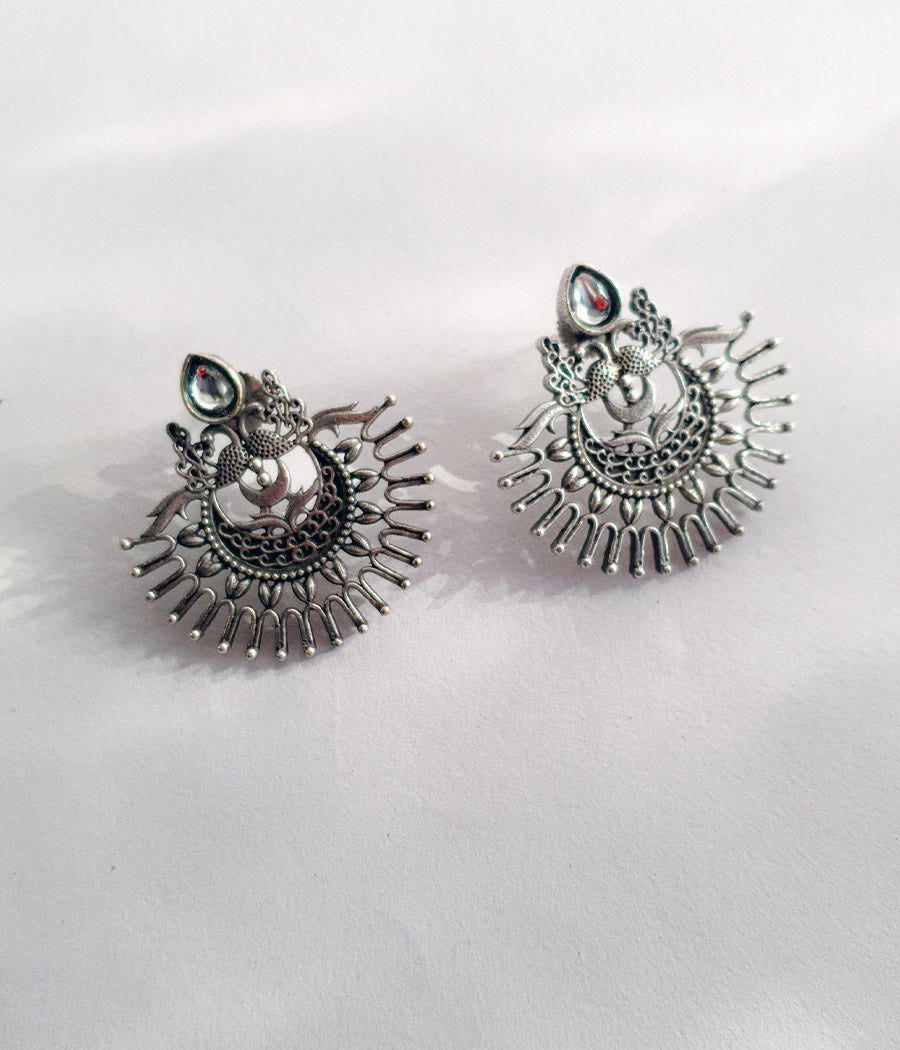 Peacock Crescent white Studs