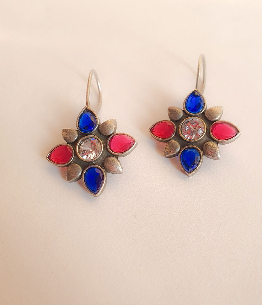 Red Blue Hook Earrings