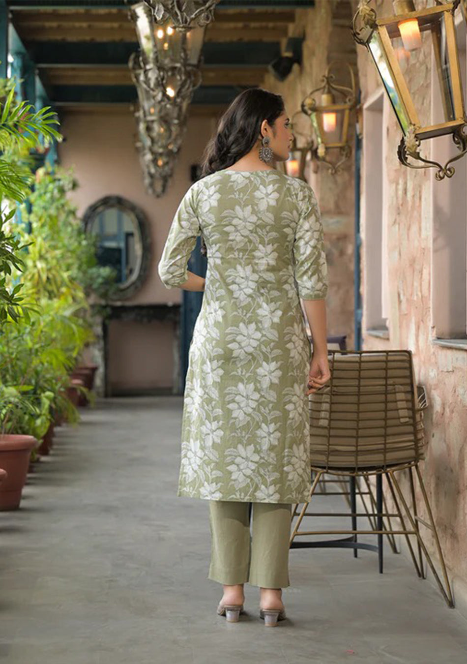 Sage Serenity Suit Set with Kota Dupatta