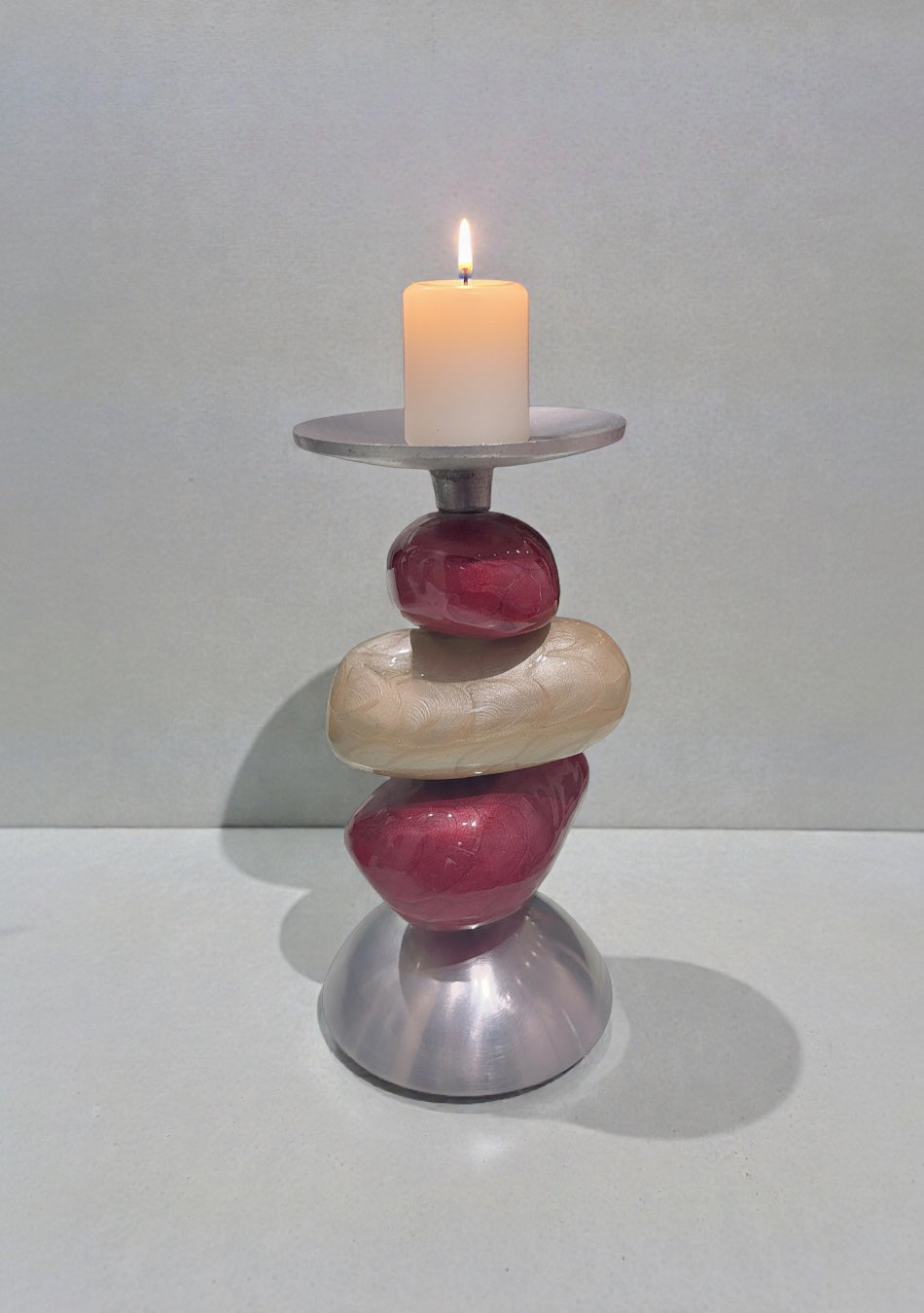 Set of Handmade Aluminium Coloured Candle Holder