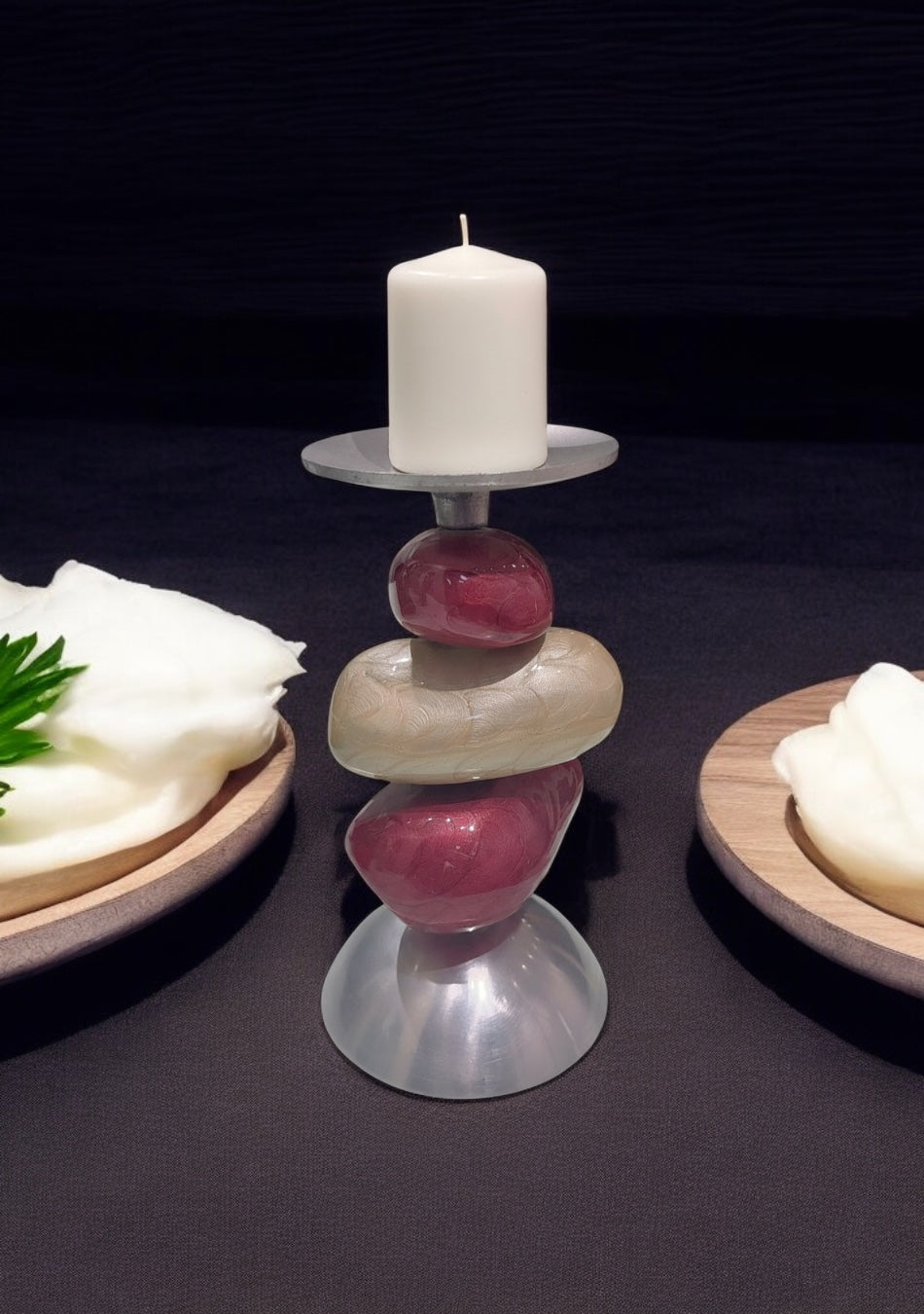 Set of Handmade Aluminium Coloured Candle Holder