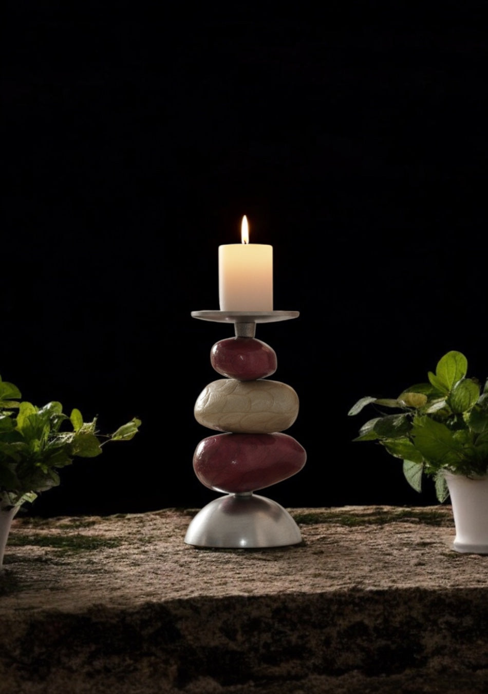 Set of Handmade Aluminium Coloured Candle Holder
