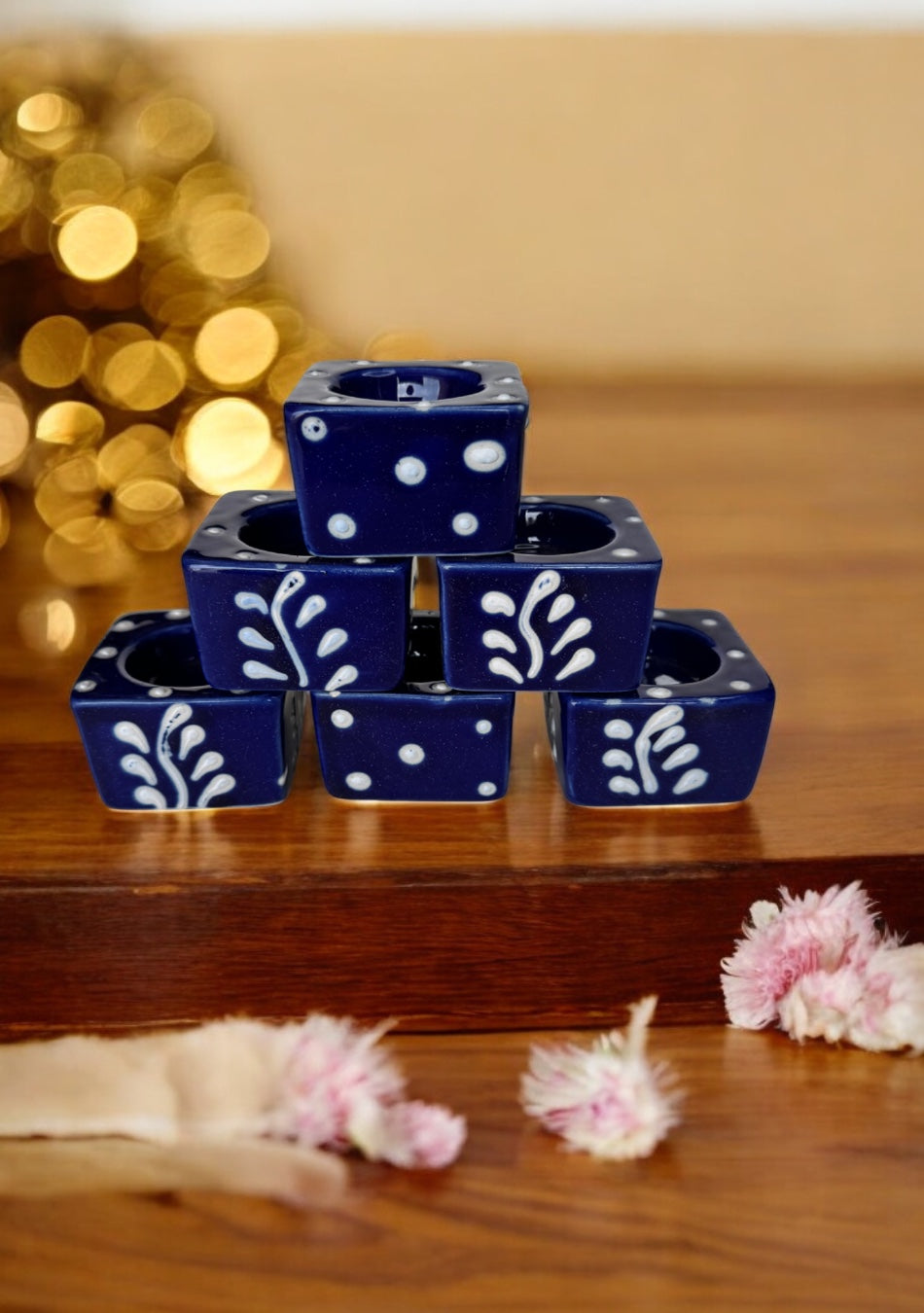 Midnight Blossom Handcrafted Tea Light Holders