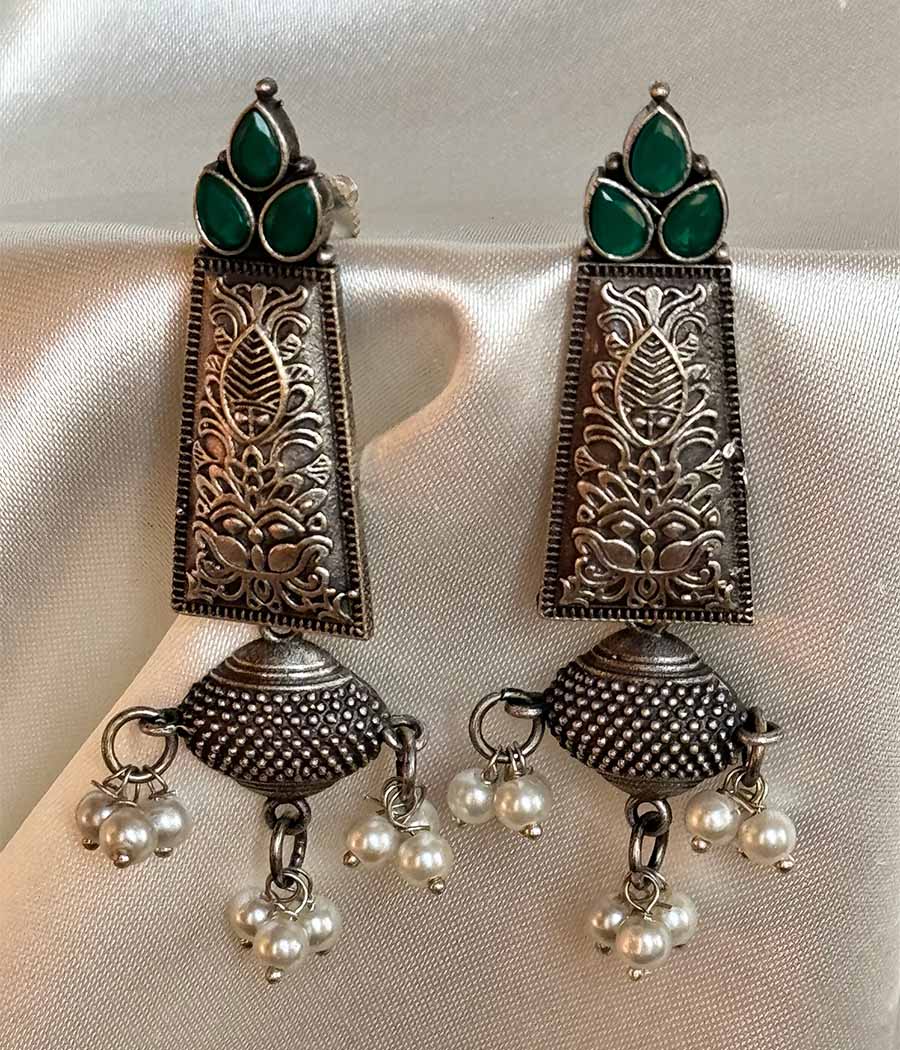 Jade Enchantment Ethnic Pearl Dangler