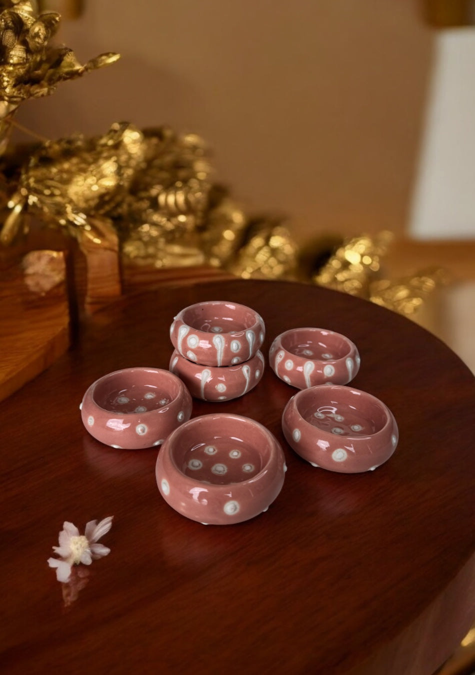 Coral Glow Handcrafted Tea Light Diya