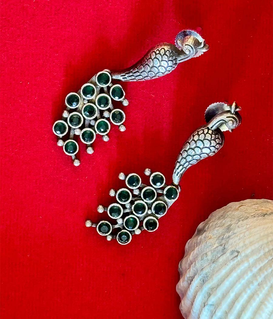 Peacock Jade Studs