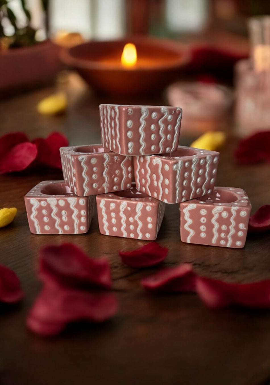 Blush Pink Handcrafted Tea Light Diya