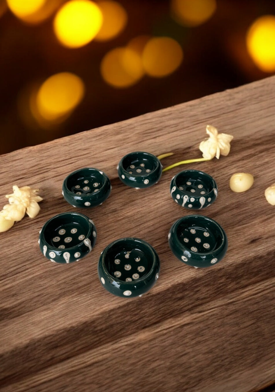 Emerald Gleam Handcrafted Tea Light Holders