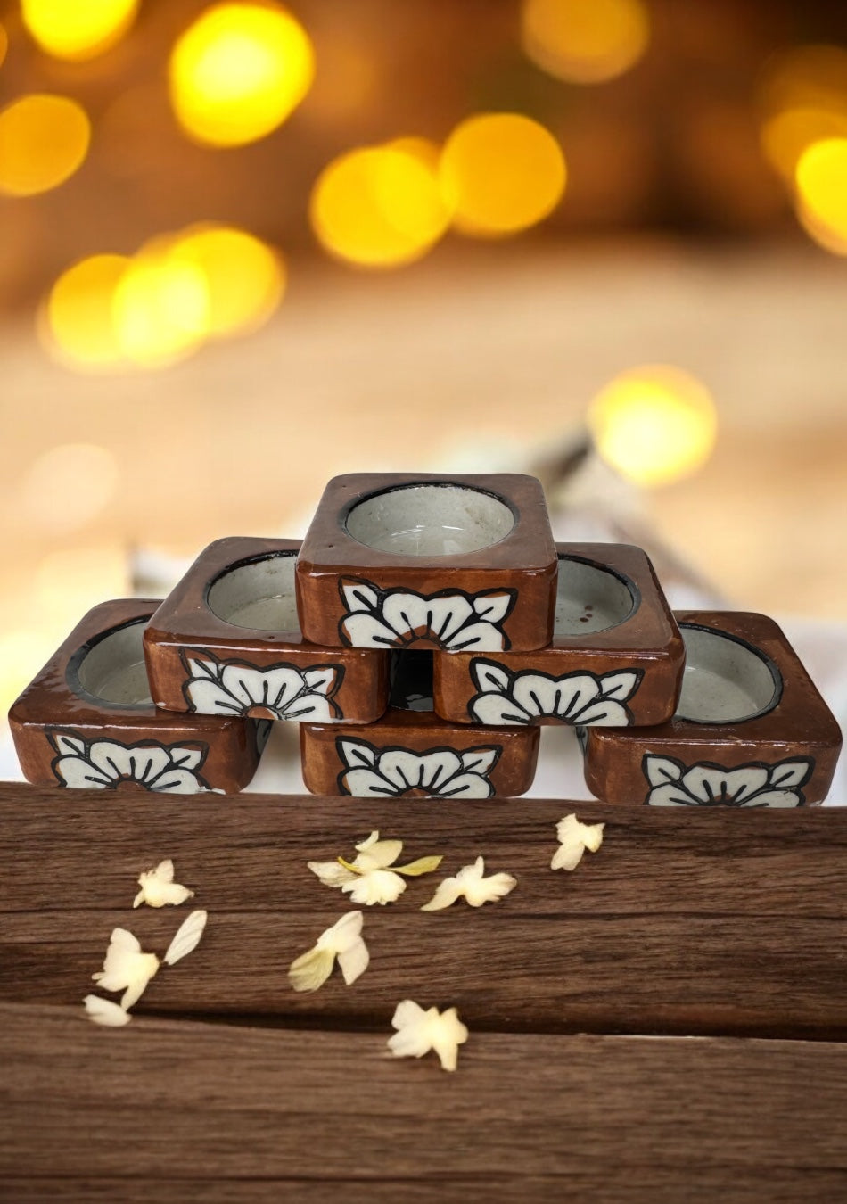 Brown handcrafted floral tealight Diya
