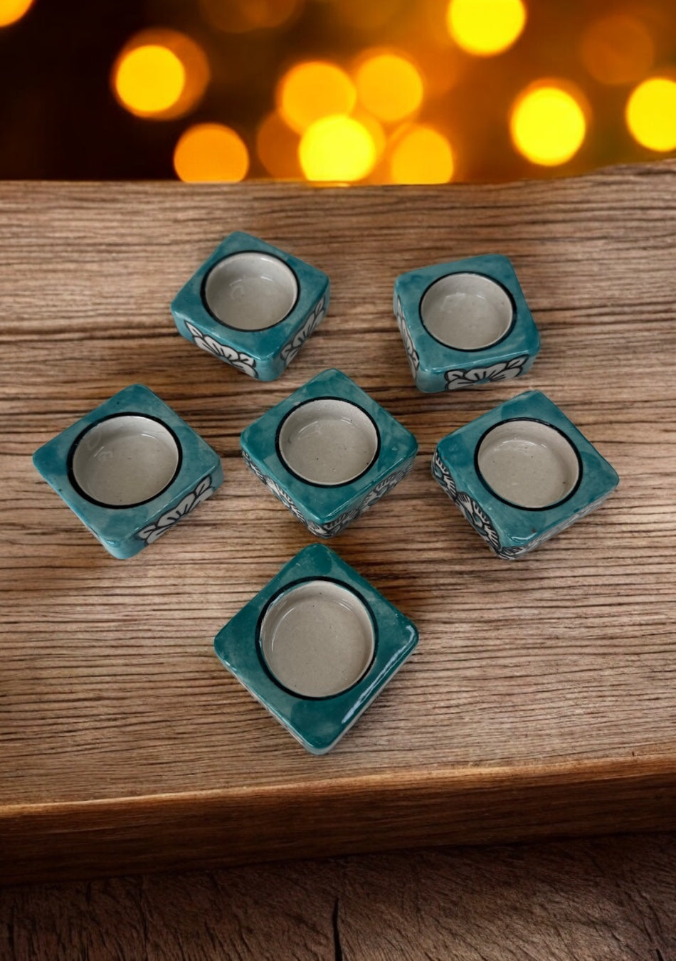 Teal handcrafted floral tealight Diya