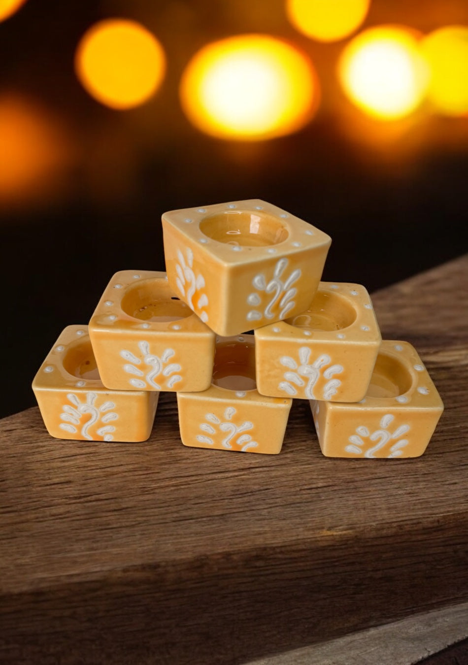 Amber Glow Handcrafted Tea Light Diya