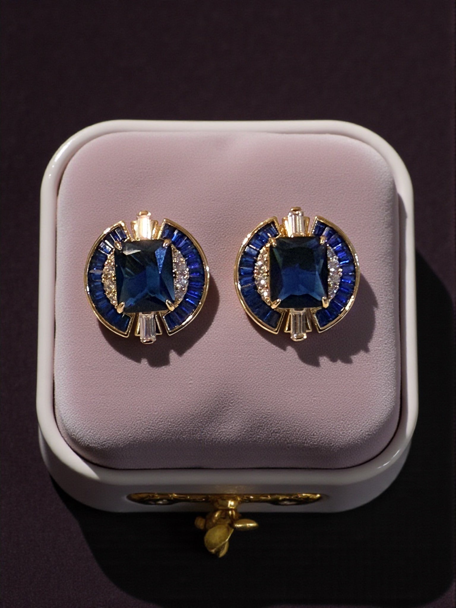 Midnight Sapphire Halo Studs
