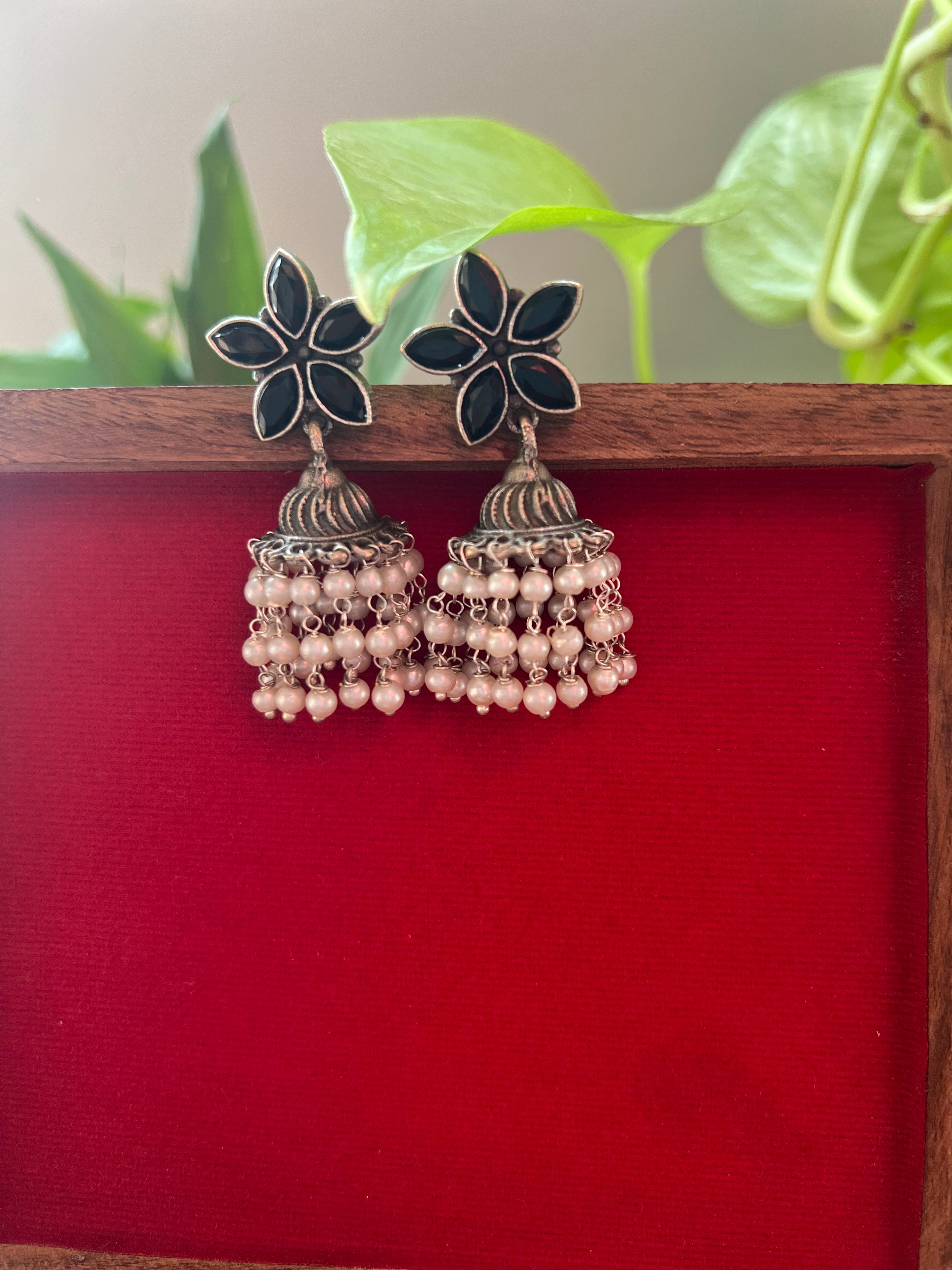 Ebony Luster Pearl Jhumka