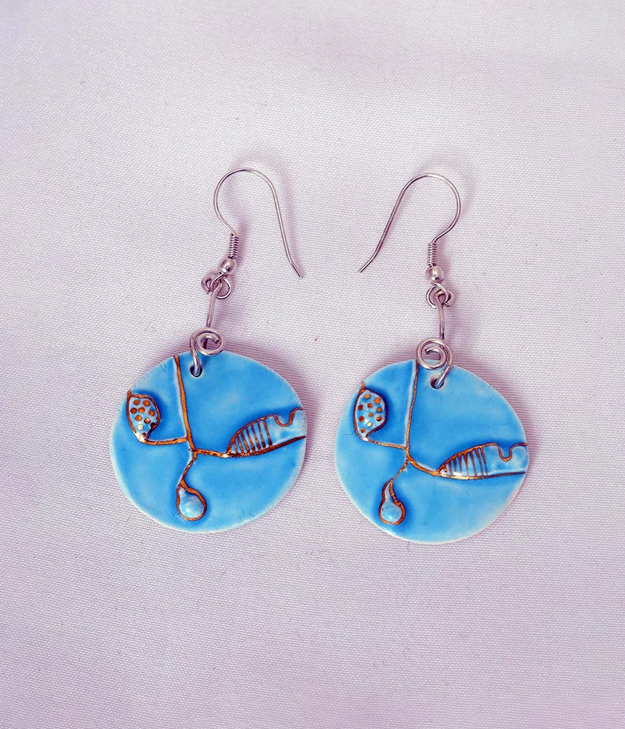 Sky Blue Sea earrings and Pendant Set