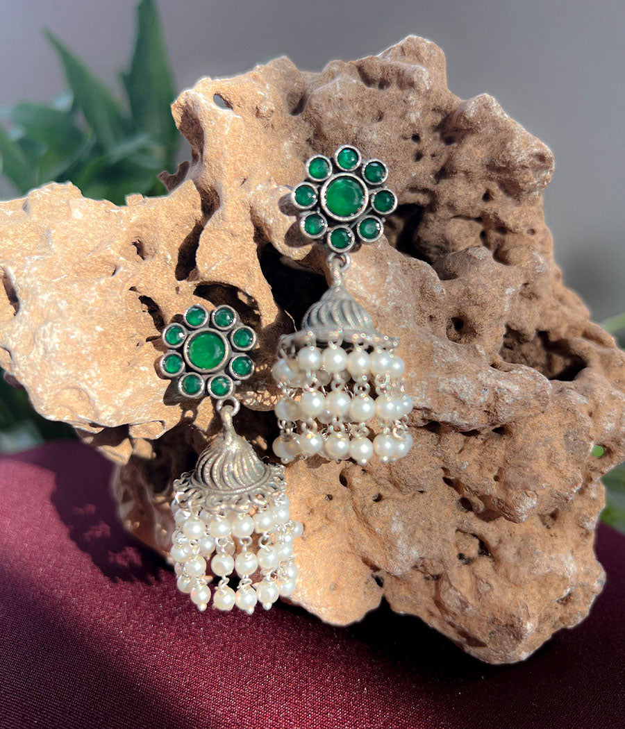 Verde Rose Pearl Jhumka