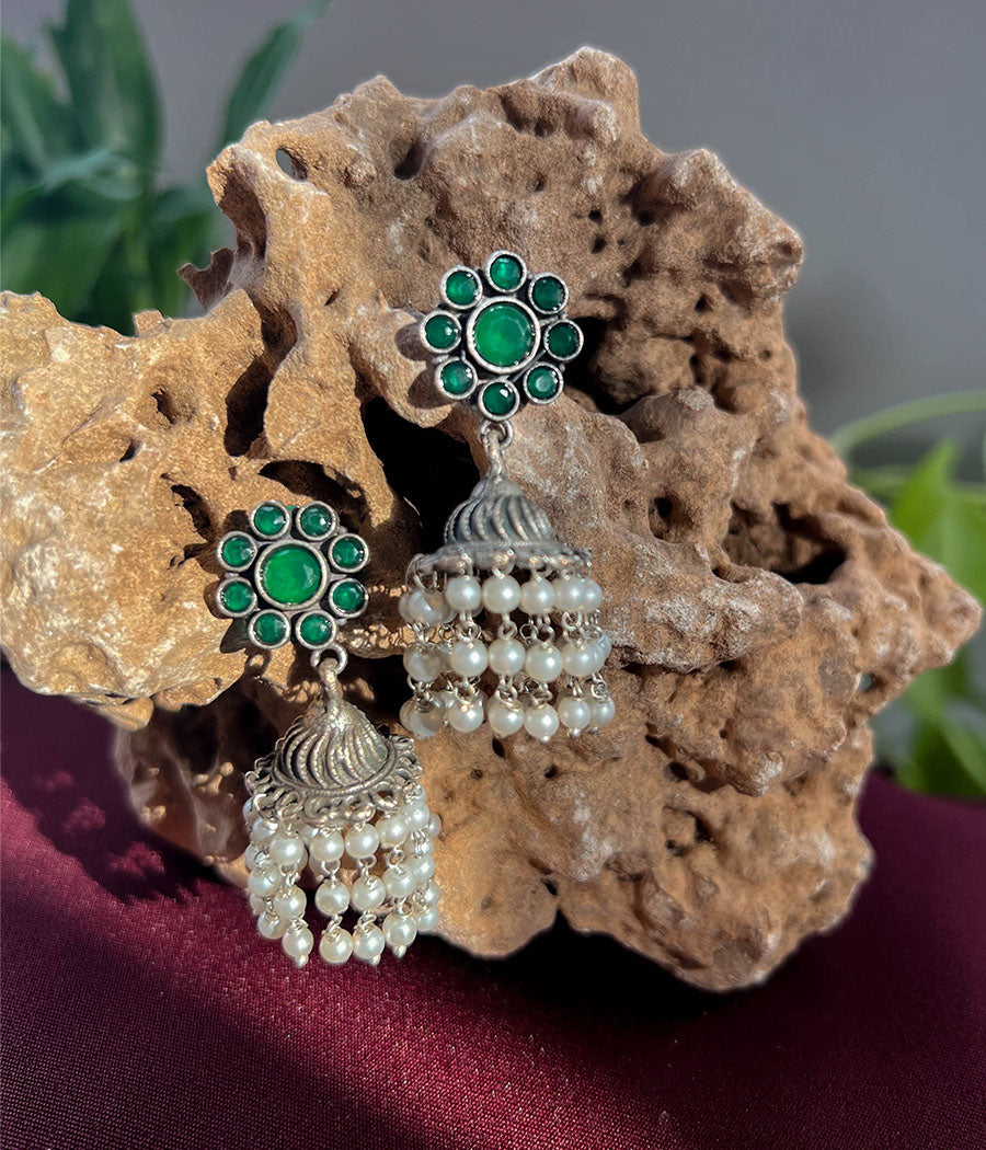 Verde Rose Pearl Jhumka