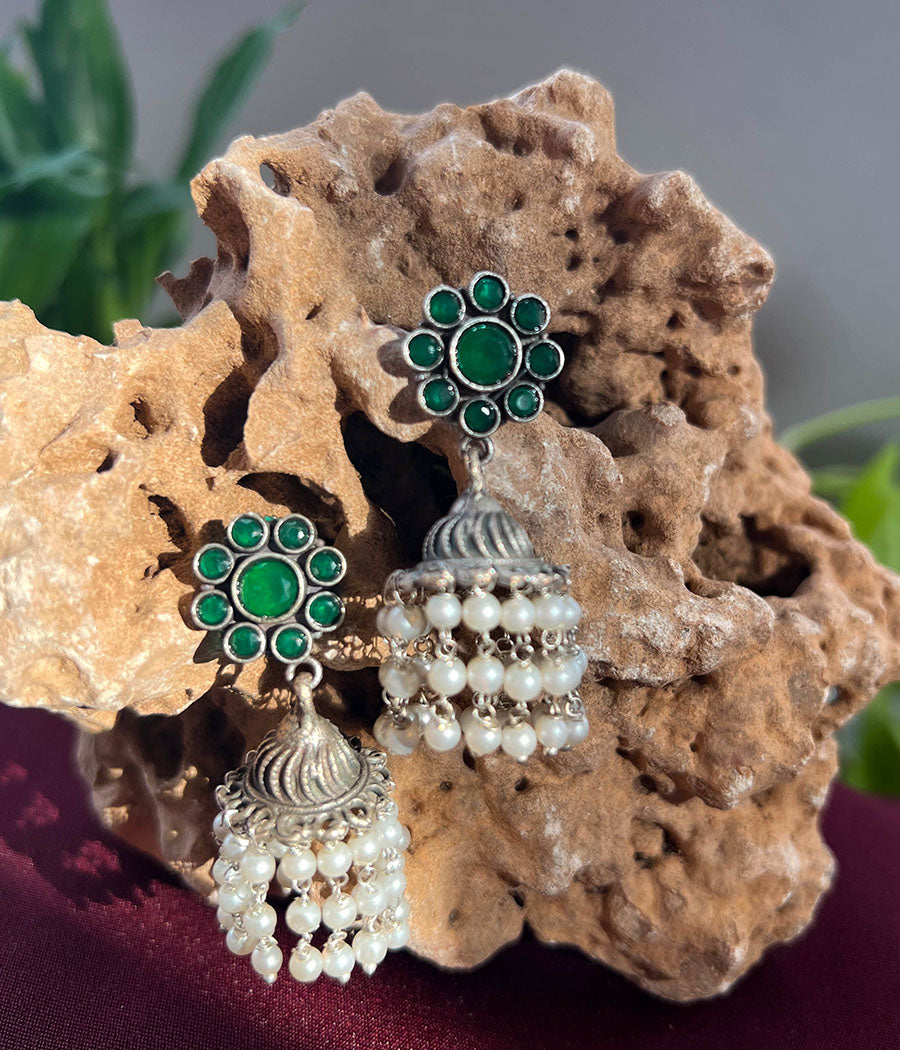 Verde Rose Pearl Jhumka