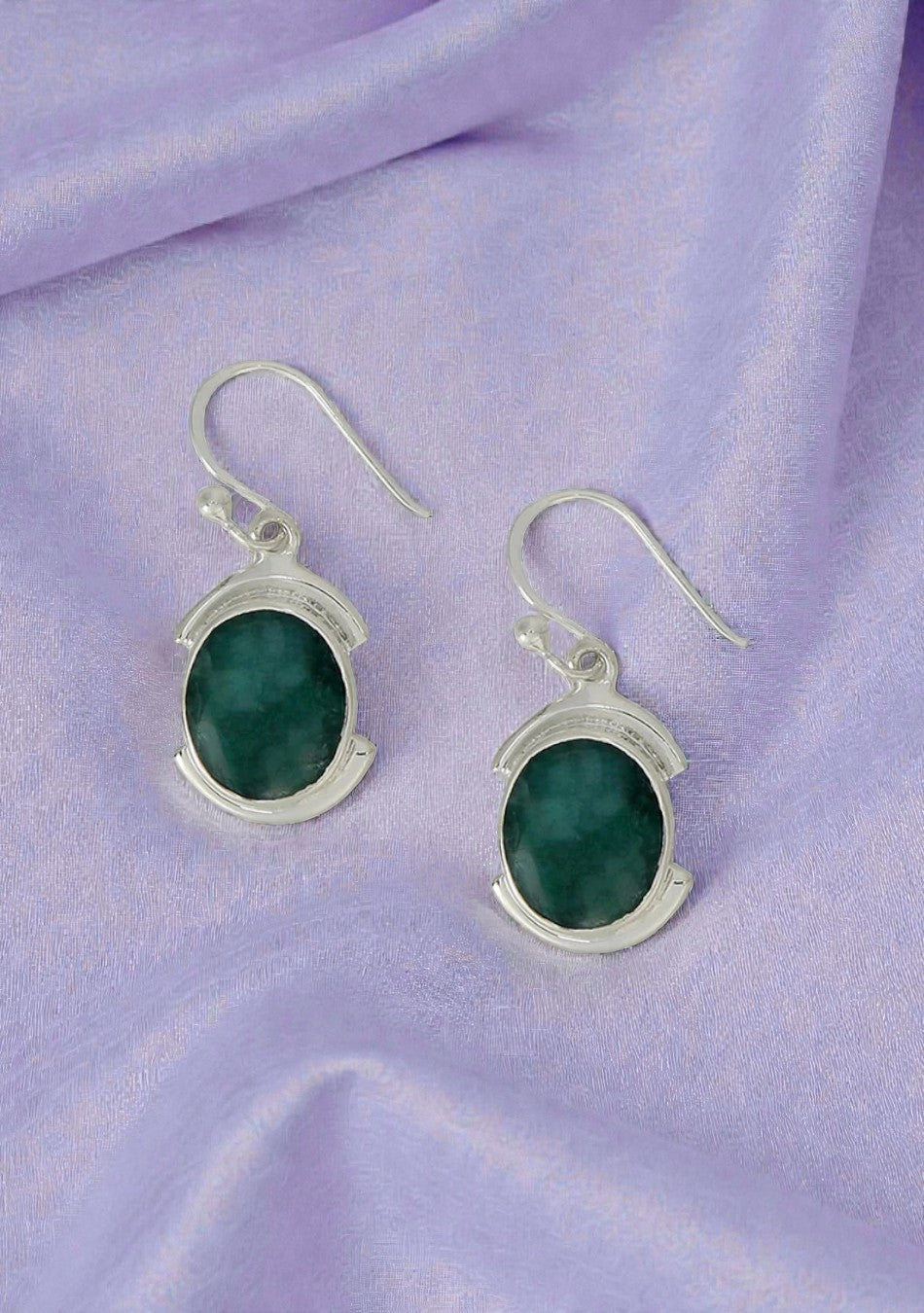 Emerald Dyed Silver Earrings