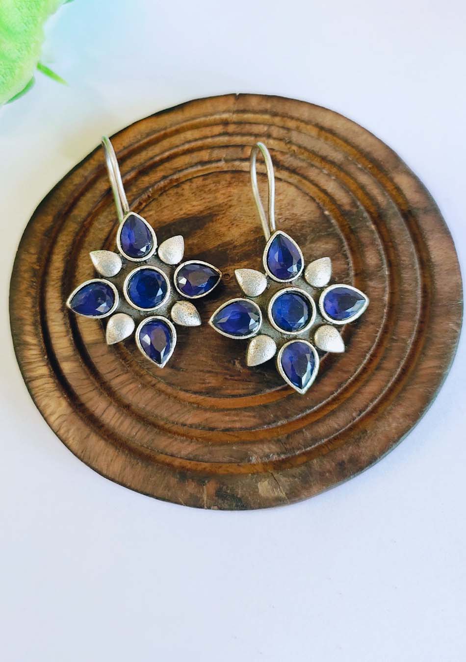 Blue Petal Hook Earrings