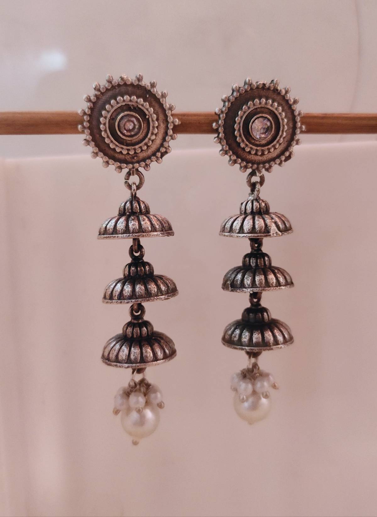 Tri-Pearl Cascade Earrings