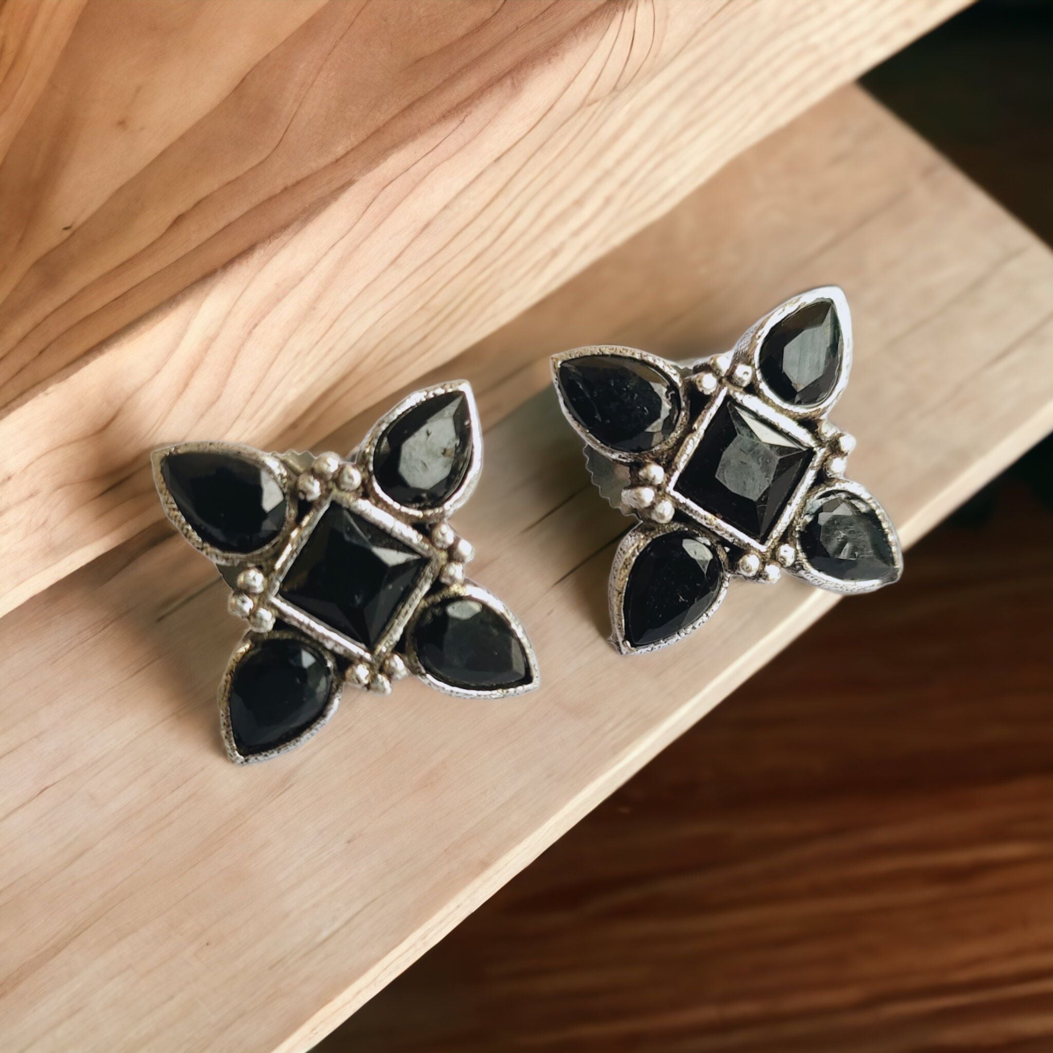 charcoal  Petal Stud Earrings