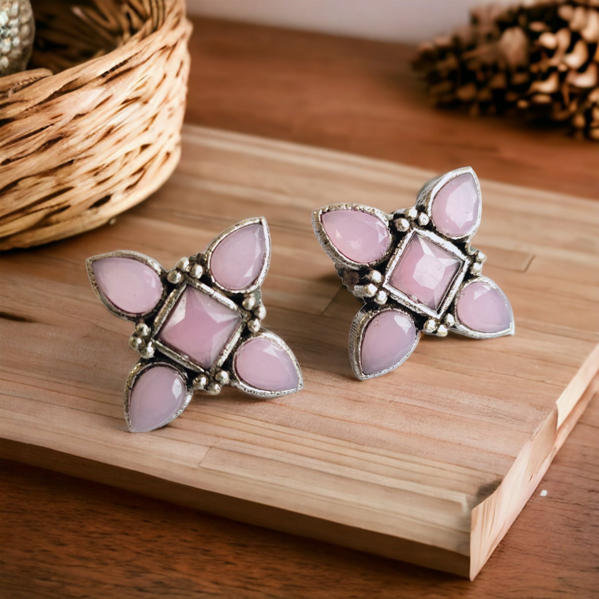 Pink Petal Stud Earrings