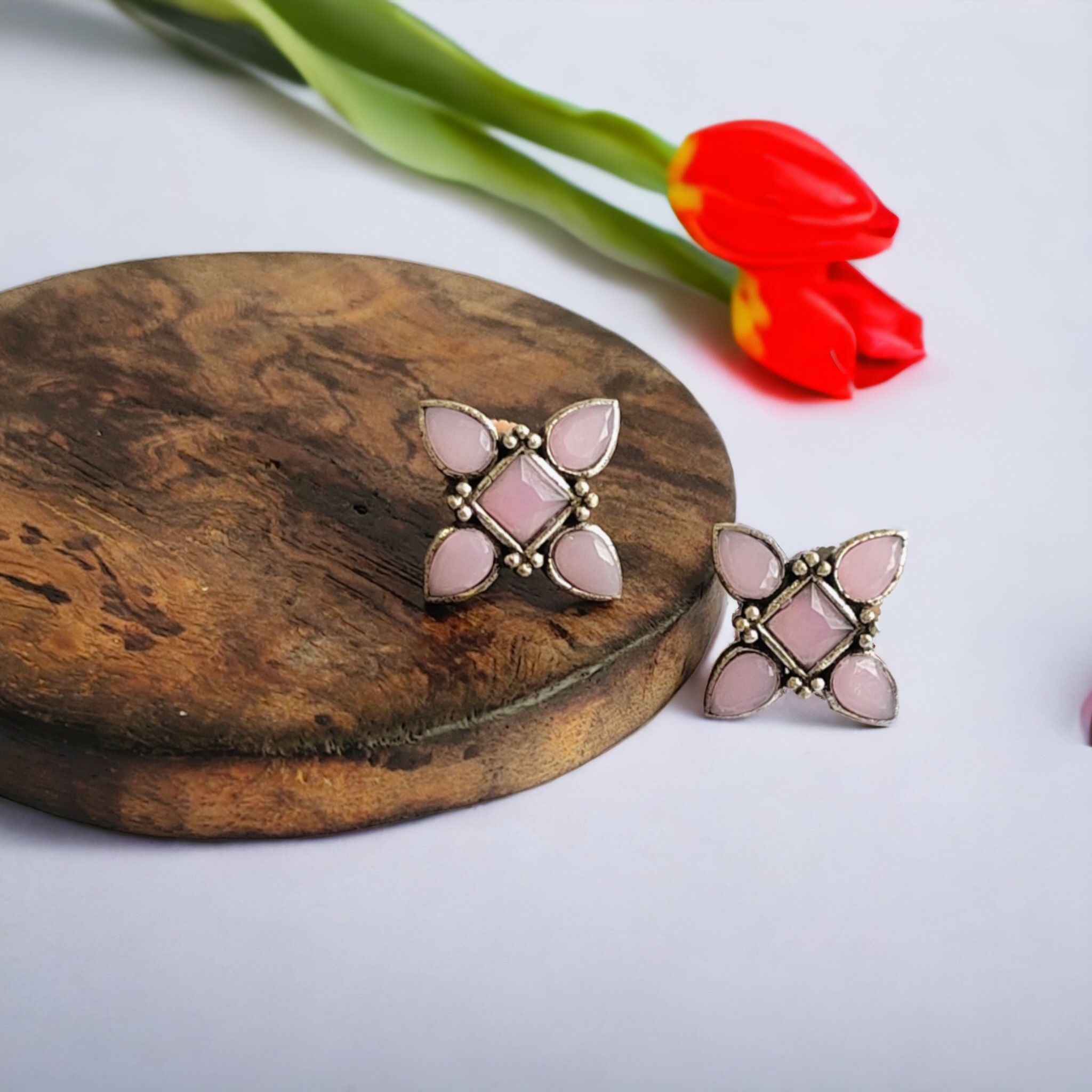 Pink Petal Stud Earrings