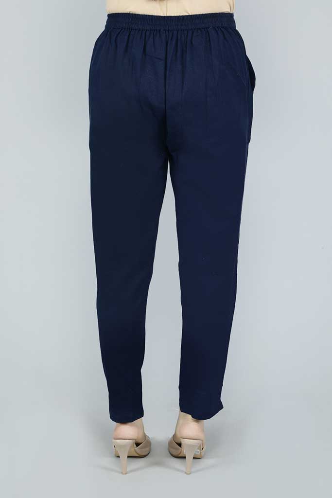 Solid Blue Cotton fabric Pants