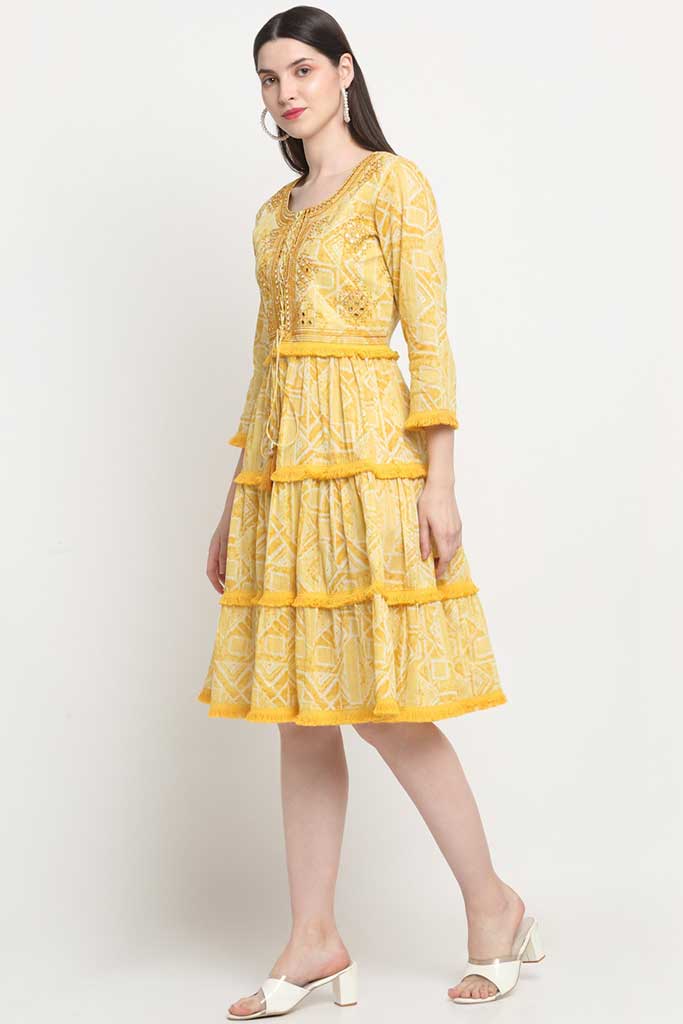 Yellow and white cotton dress