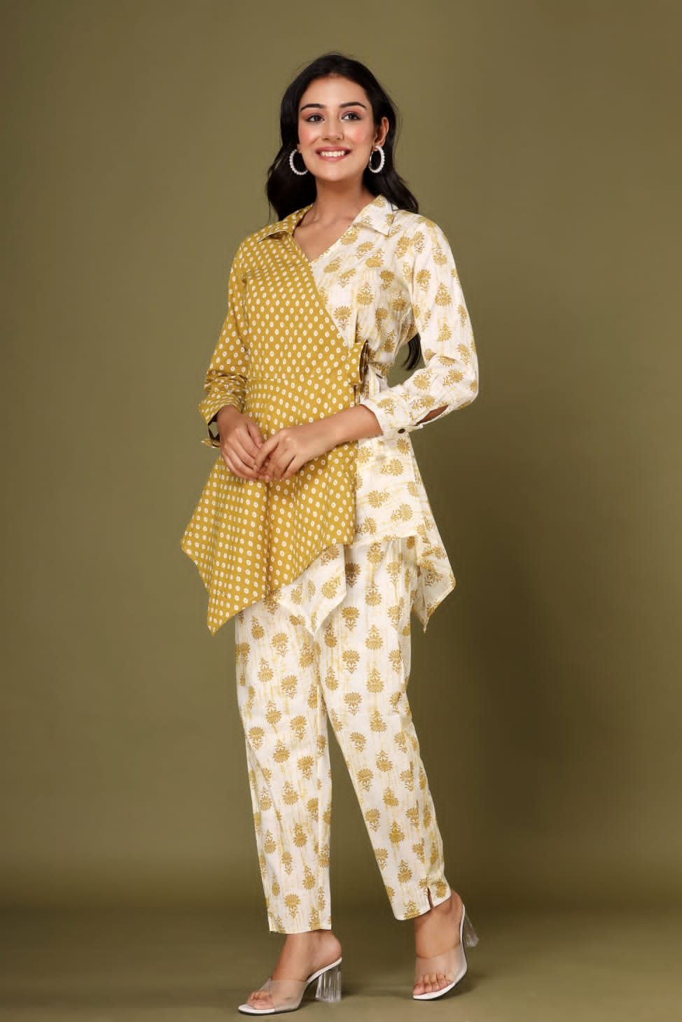 Floral Print Yellow & White Co-Ord Set