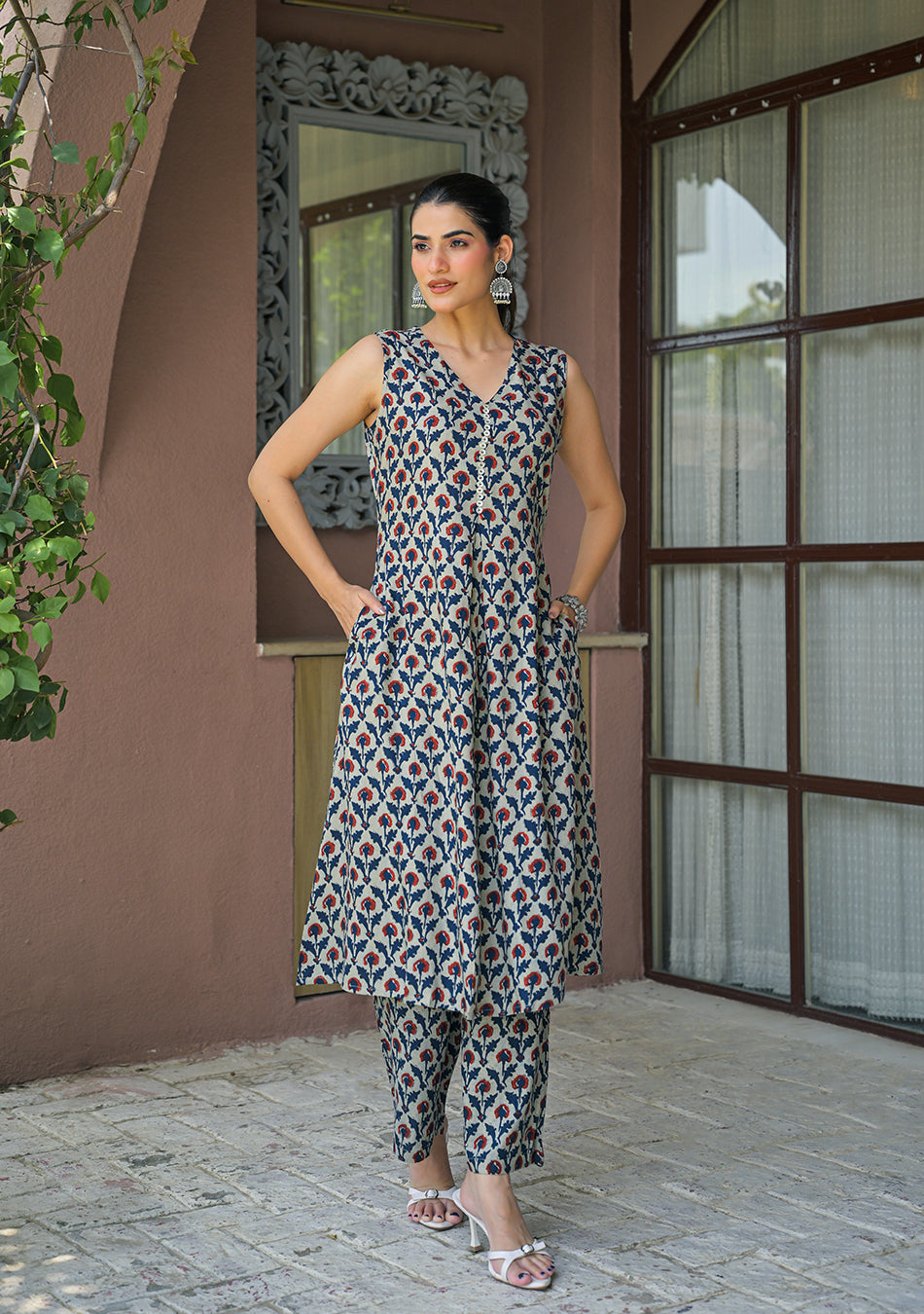 Indigo Red Floral Co-Ord Set