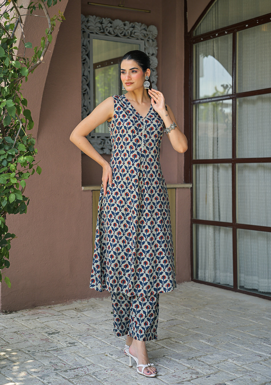 Indigo Red Floral Co-Ord Set