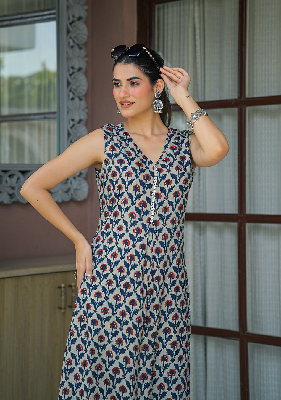 Indigo Red Floral Co-Ord Set