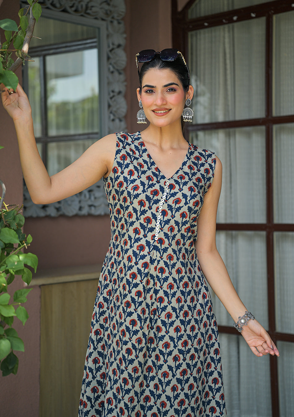 Indigo Red Floral Co-Ord Set