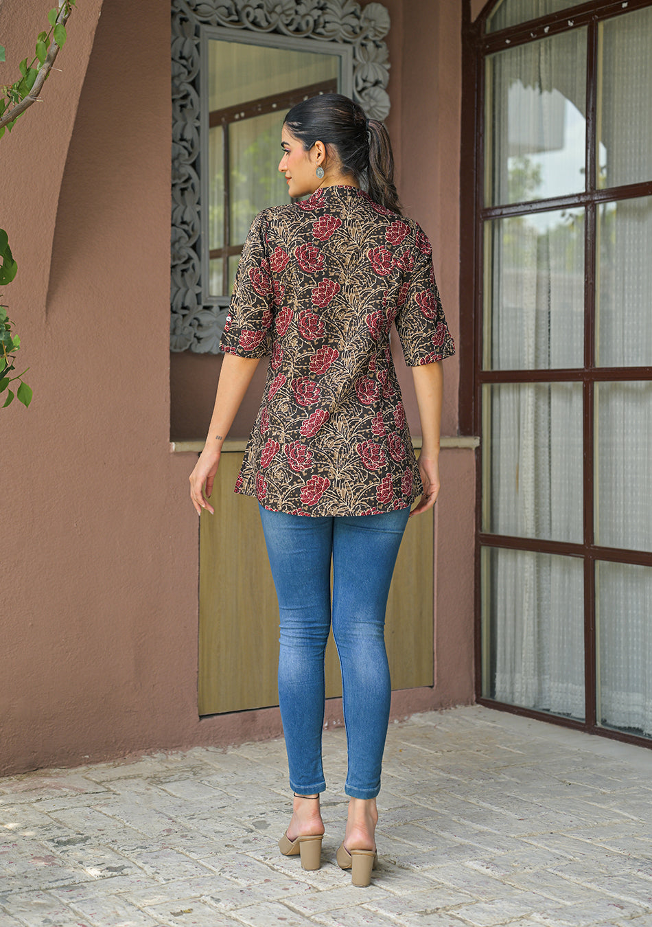 Cocoa Folk Flora Printed Top