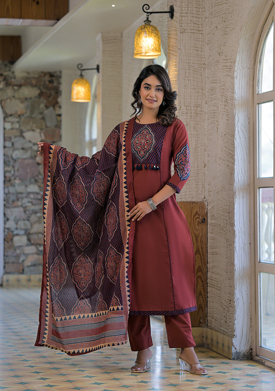 Aravalii Rust Mehreen Heritage Suit Set