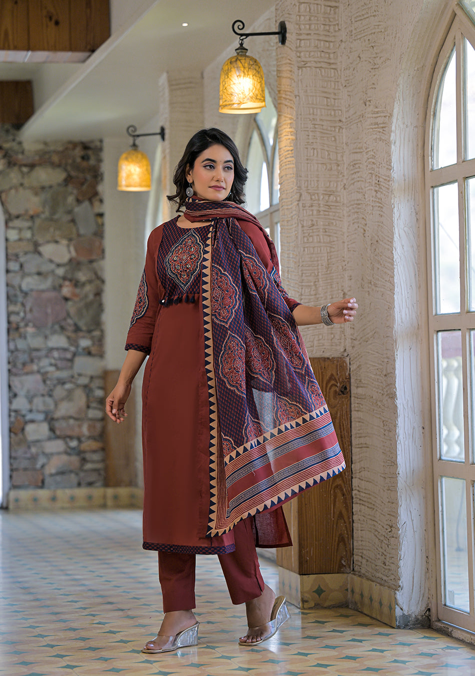 Aravalii Rust Mehreen Heritage Suit Set