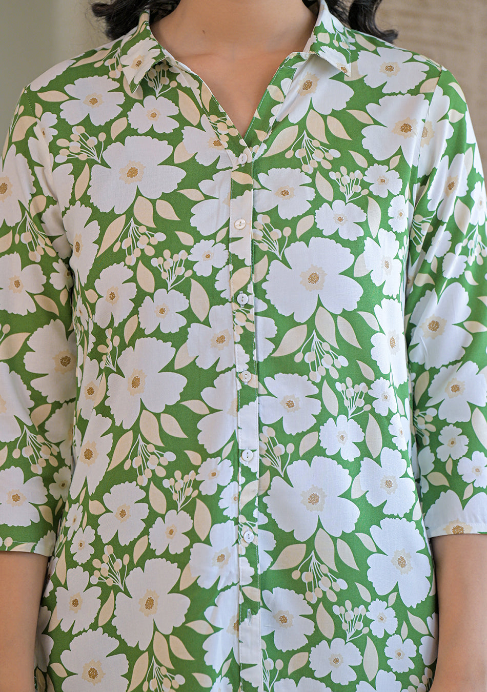 Spring Bloom Green Shirt Top