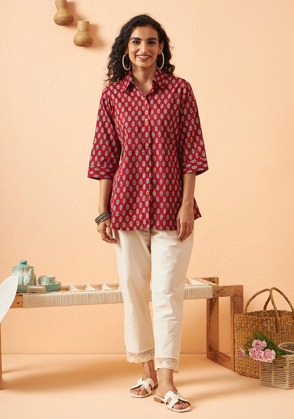 Maroon shirt style top