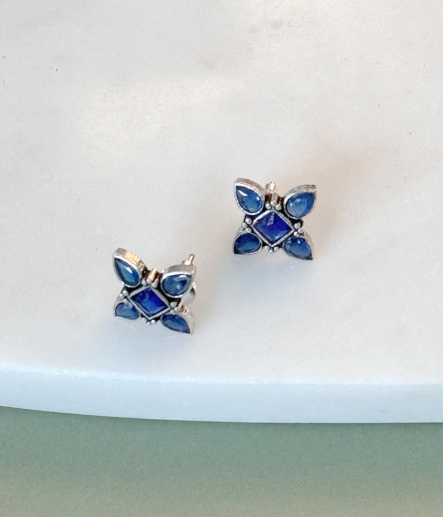Blue Petal Stud Earrings